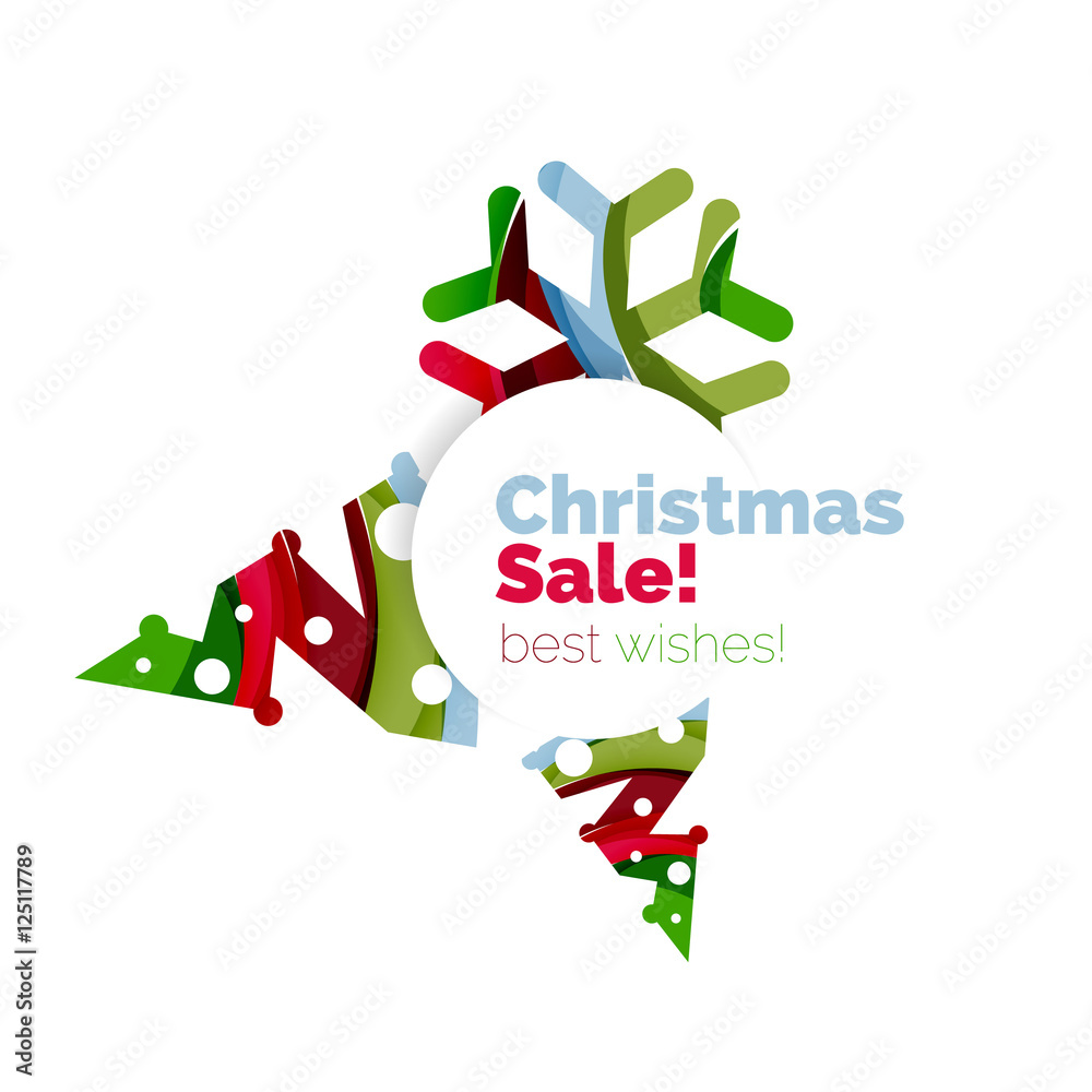 Christmas sale, vector greeting card or banner Christmas sale, vector greeting card or banner