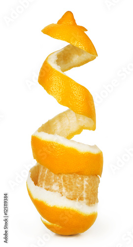 lemon peel isolated on white background