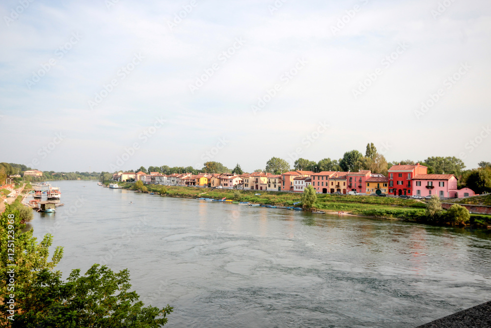 Pavia, Italy (Lombardy, Italy) near Milan : Colorful houses of Borgoticino/ colourful / houses/ river/ city/ village