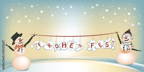 Schneemann und Schneefrau mit Weihnachtsdekoration2.2