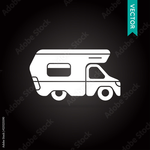 Car Icon Vector White on Black