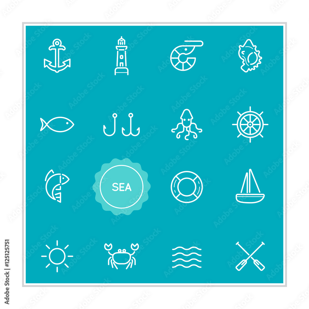Set of Sea Food Vector Illustration Elements can be used as Logo Set of Sea Food Vector Illustration Elements can be used as Logo