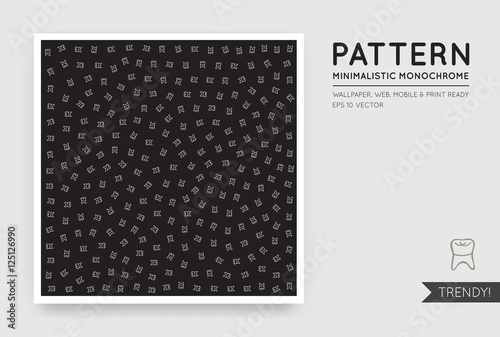 Vector Black Abstract Background with Seamless Random White Mono