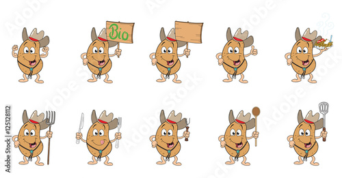 Kartoffelmännchen mit verschiedenen Gegenständen