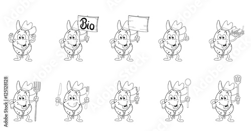 Kartoffelmännchen mit verschiedenen Gegenständen