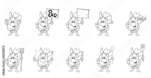 Kartoffelmännchen mit verschiedenen Gegenständen