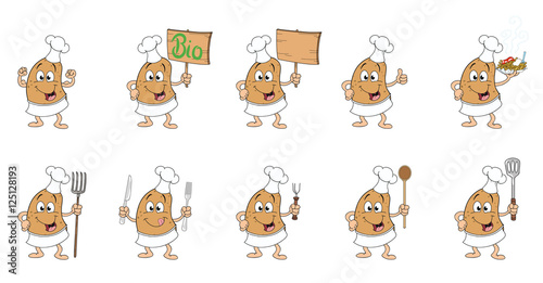 Kartoffelmännchen mit verschiedenen Gegenständen