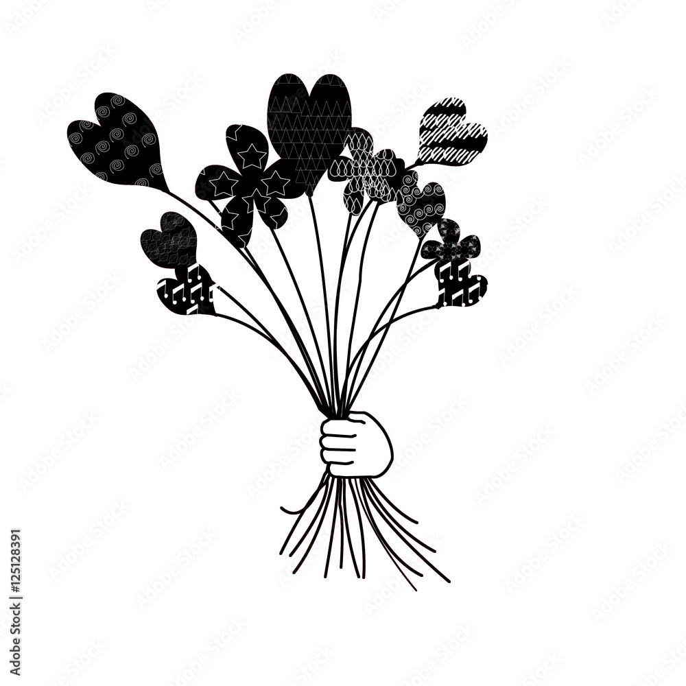 mazzo di fiori e cuori Stock Illustration | Adobe Stock