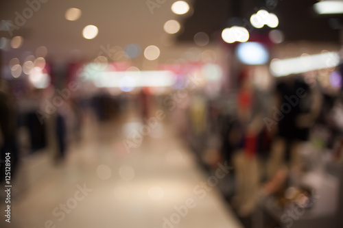 Blurred image of shopping mall background with bokeh.