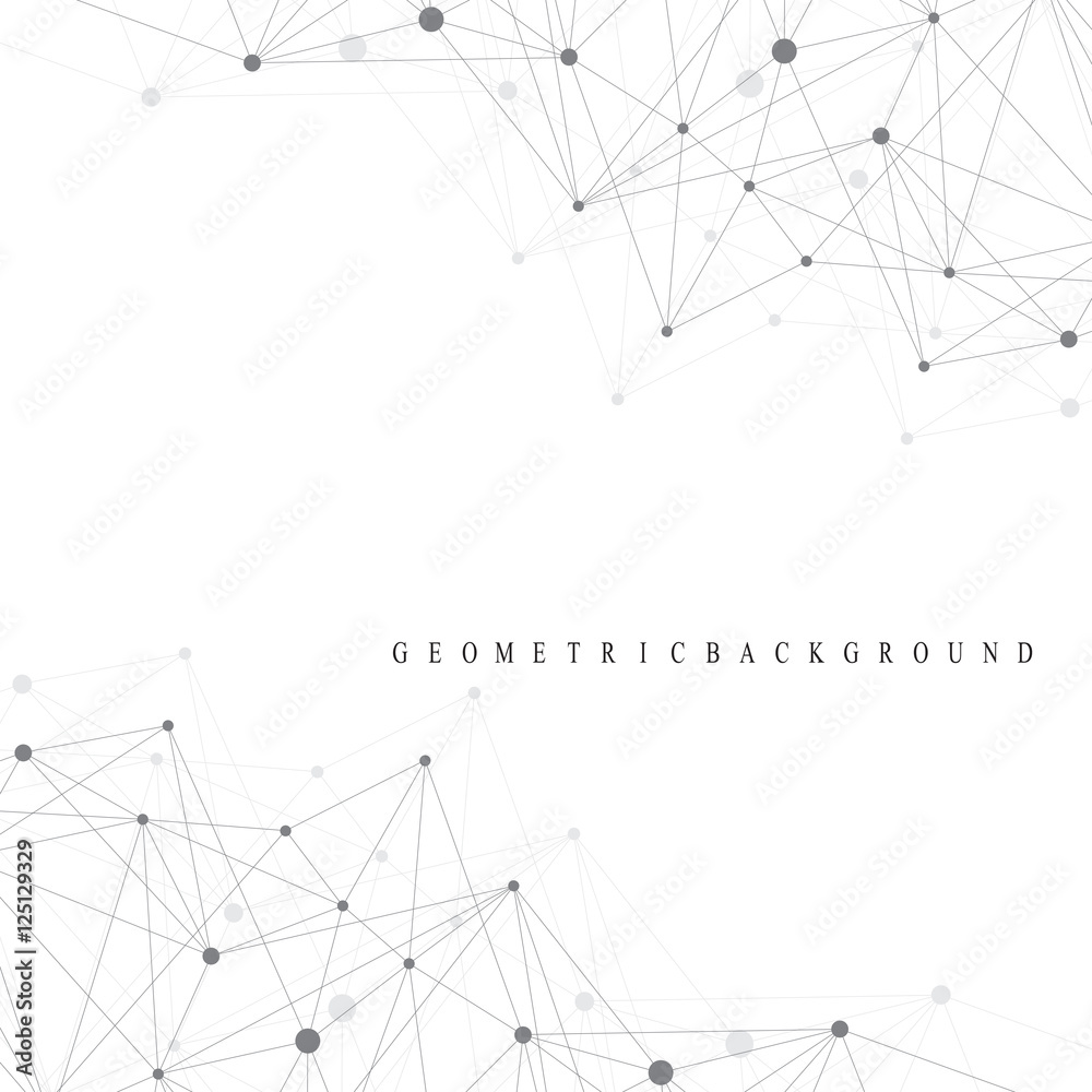 Geometric abstract background with connected line and dots. Graphic background for your design. Vector illustration.