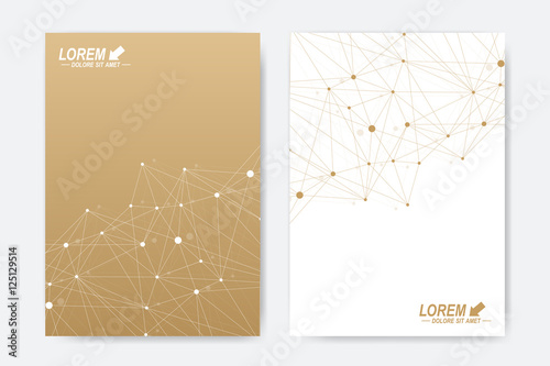 Modern vector template for brochure Leaflet flyer advert cover magazine or annual report. A4 size. Business, science, medical design book layout. Abstract presentation compounds line and dots