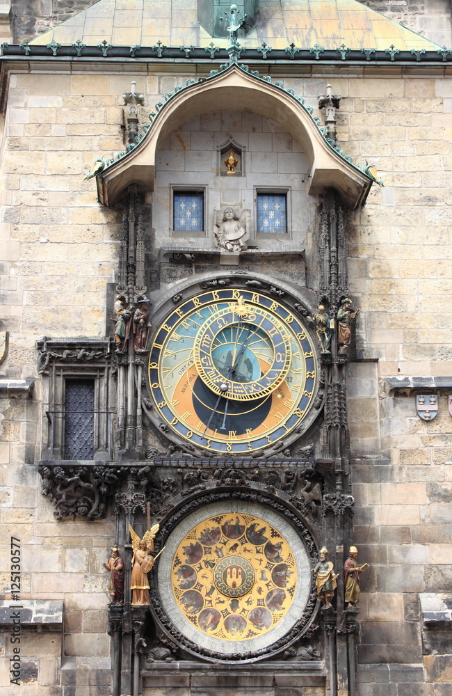 Fototapeta premium The ornate calendar dial, showing the 12 months of the year, in the Prague Astronomical Clock
