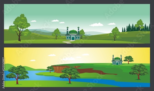 Fototapeta Naklejka Na Ścianę i Meble -  Natural islamic Scenery landscape web page header / banner