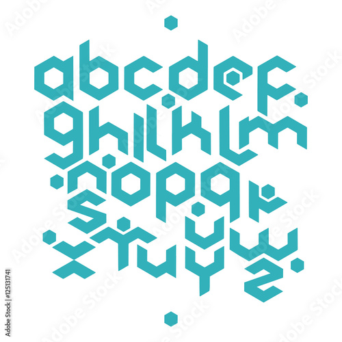 hexagonal futuristic alphabet