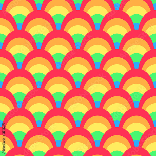 Colorful rainbow pattern, Seamless background, bright colors, inspired by retro style