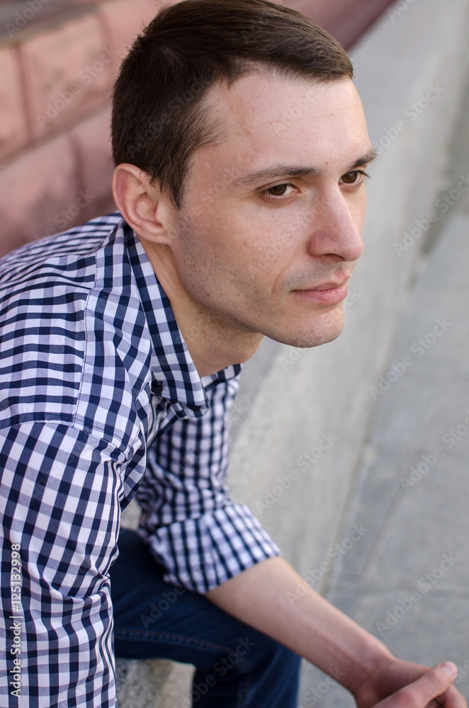 Young man resting and walking