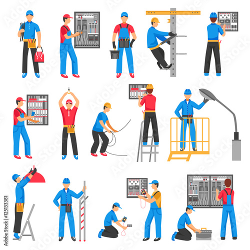 Electric People Decorative Icons Set 
