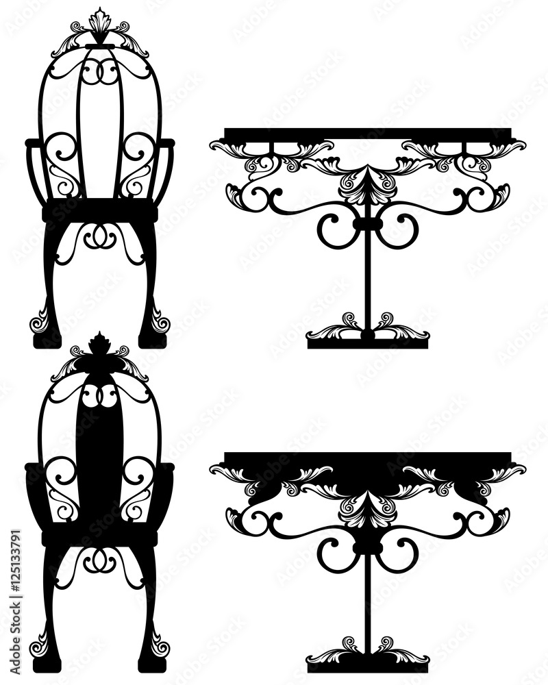 vintage furniture black and white vector design