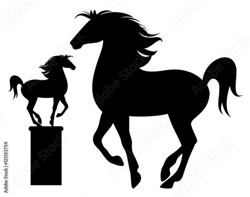 profile horse black vector silhouette