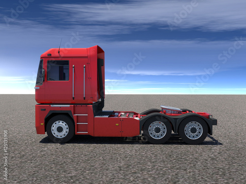 Wallpaper Mural Red truck 3d side view rendering Torontodigital.ca