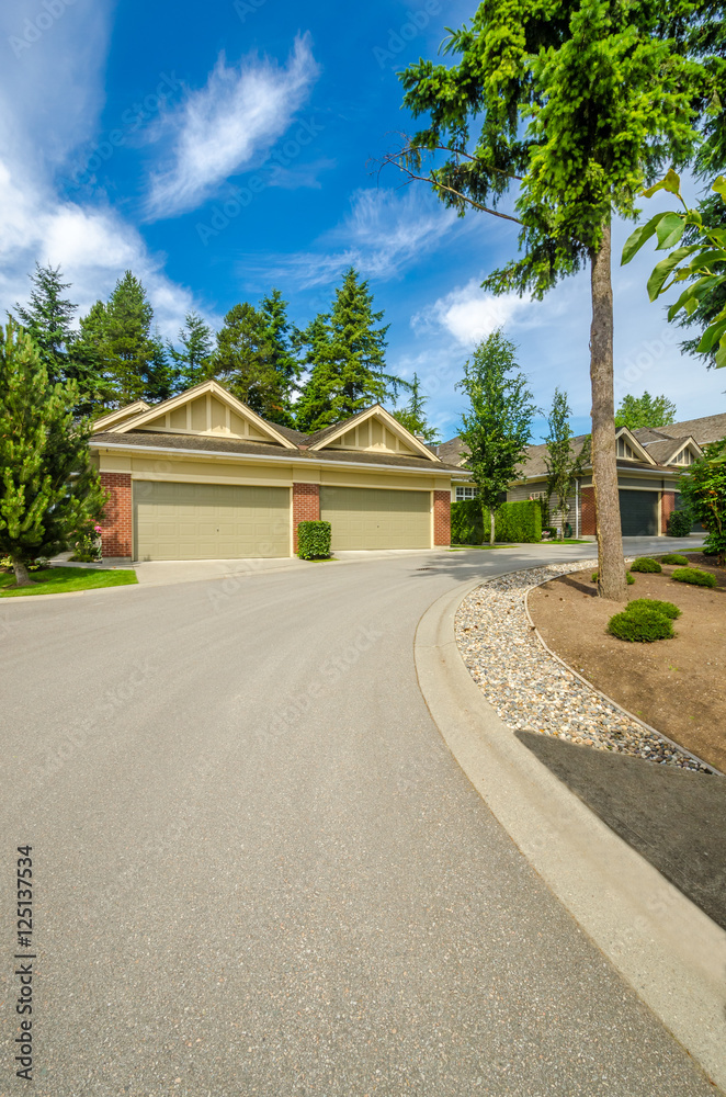 Fragment of a luxury house with a garage door in Vancouver, Canada.