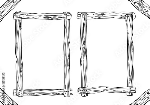 wooden frame black on white background