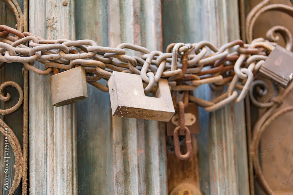 Rusty chain and locks image Rusty chain and locks image