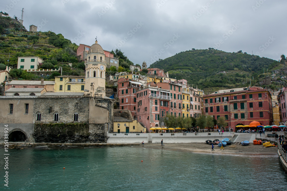 VERNAZZA, ITALY - October 24, 2016 :Colorful buildings in Vernaz