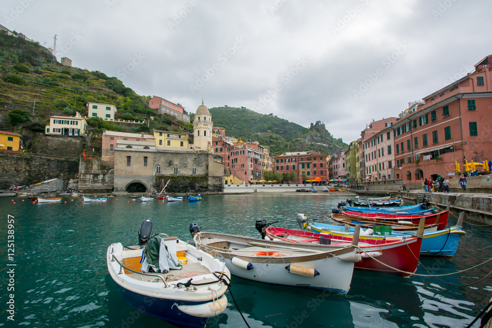 VERNAZZA, ITALY - October 24, 2016 :Colorful buildings in Vernaz
