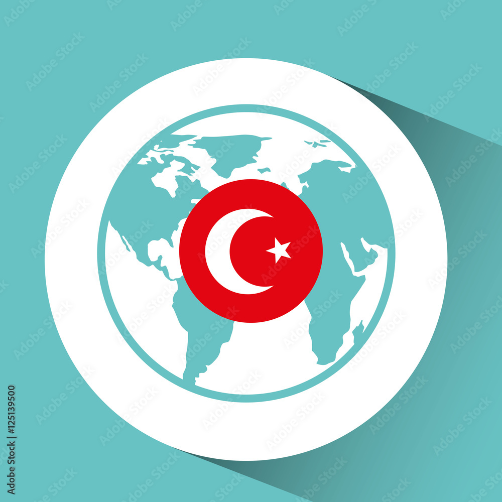 turkey flag pin map design vector illustration eps 10 Stock