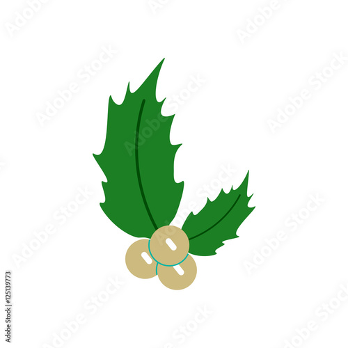 Vector illustration in paper sticker style christmas rowanberry