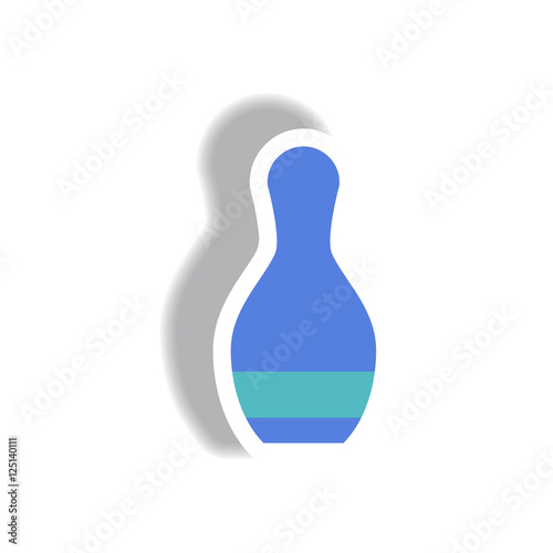 stylish icon in paper sticker style bowling skittle