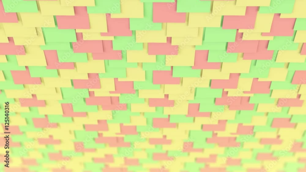 Paper post it stickers on the wall. Office work or memo concepts. 4K seamless loop close up dolly clip, shallow focus Paper post it stickers on the wall. Office work or memo concepts. 4K seamless loop close up dolly clip, shallow focus