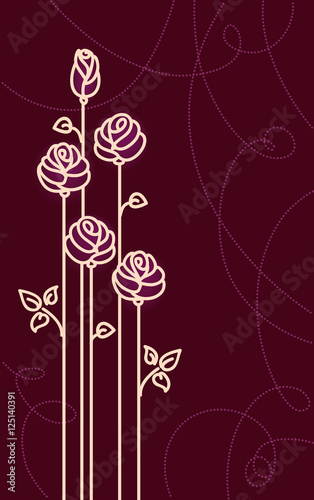 Card with Stylized Roses