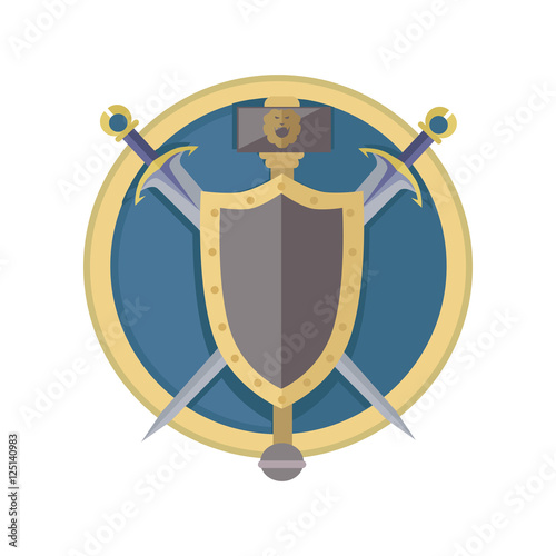 Coat of Arms Shield with Swords Illustration.  