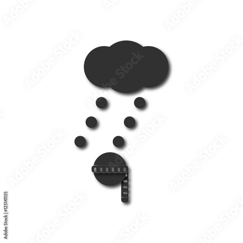 Black and white Vector illustration in flat design of measure diameter of hail