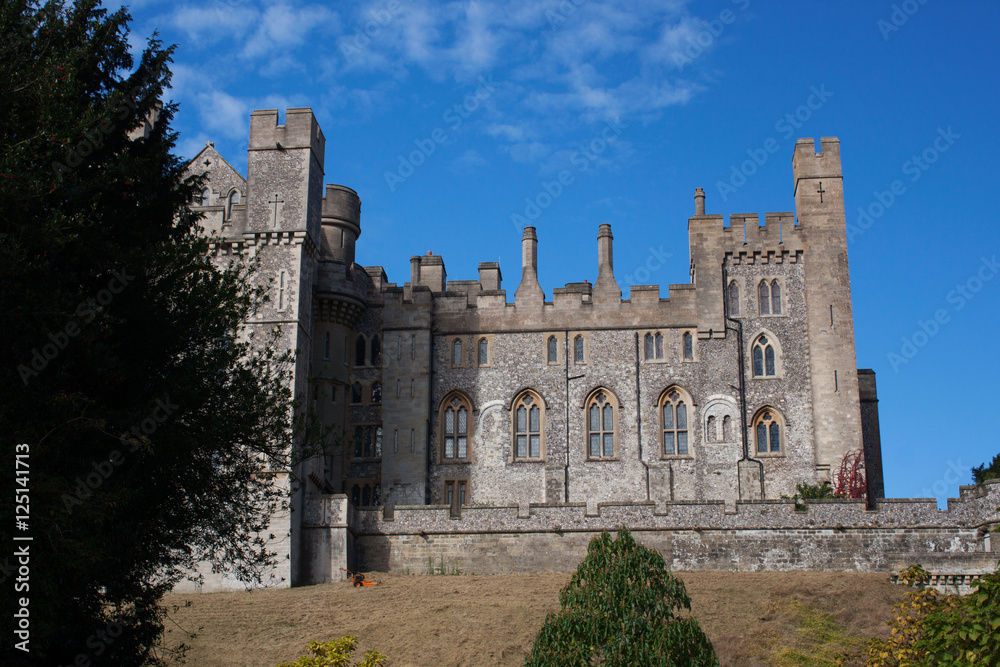 Arundel Castle against Bright Blue Sky
