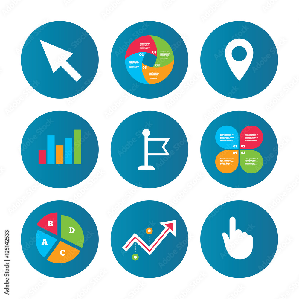 Mouse cursor icon. Hand or Flag pointer symbols. Mouse cursor icon. Hand or Flag pointer symbols.
