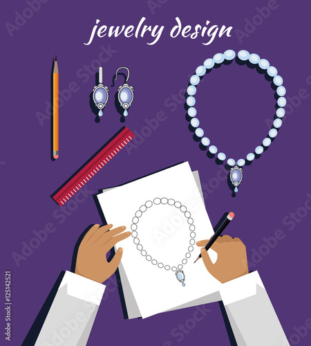 Jewerly Sketch Banner. Necklace and Earrings.