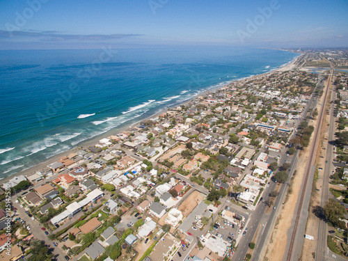 Aerial view of the San Diego Coastline in Encinitas Californa photo