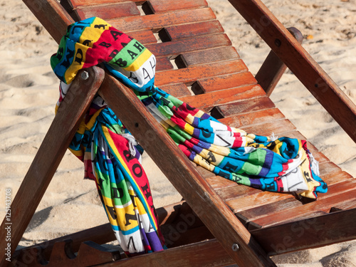 Reclining chair with sarong canga in Bahia Brazil