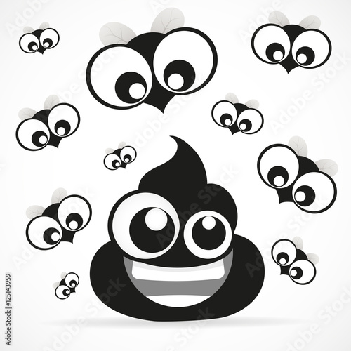 funny piece of shit and flies
