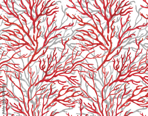 Wallpaper Mural Watercolor painting Seamless sea Coral Print Pattern on white background. Torontodigital.ca