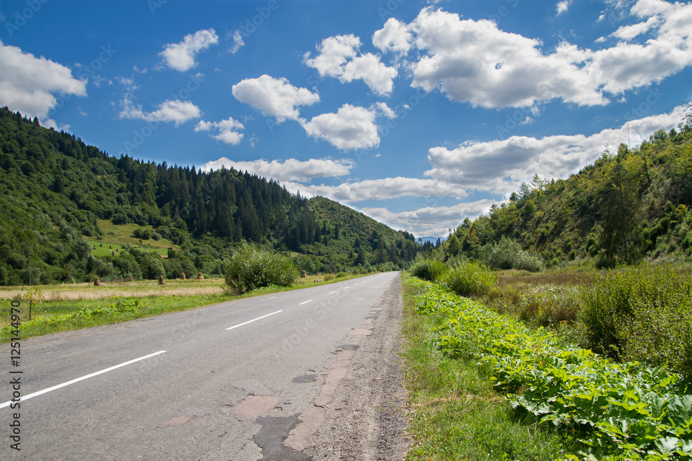view of the road in the mountains