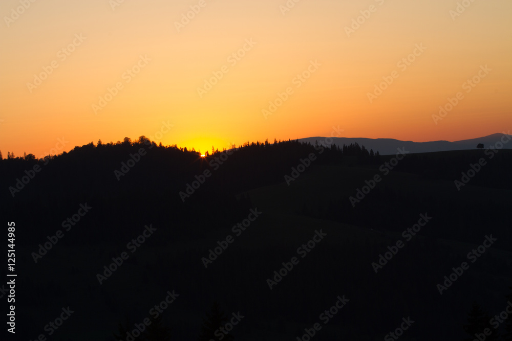 Mountain landscape at sunset Mountain landscape at sunset