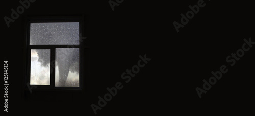 Fotografie, Obraz A terrible tornado over the wet glass.