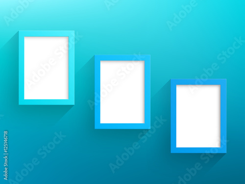 Vector 3 Blue Frames Design With White Background