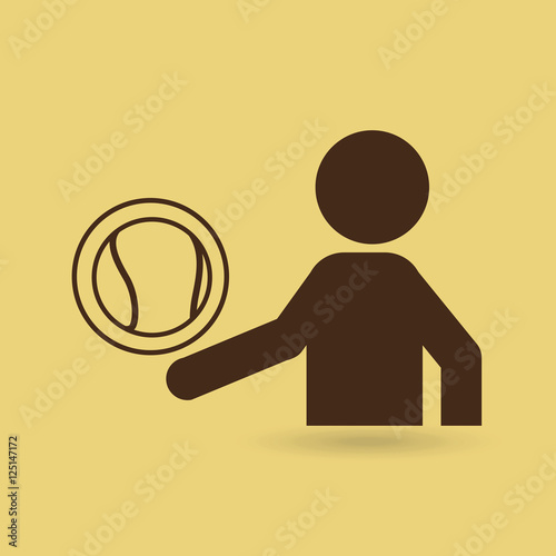 silhouette man point tennis ball vector illustration eps 10