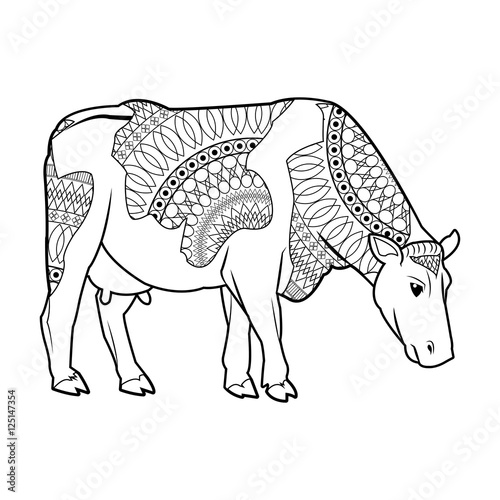 Cow icon. Animal life nature and fauna theme. Isolated black and white design. Vector illustration