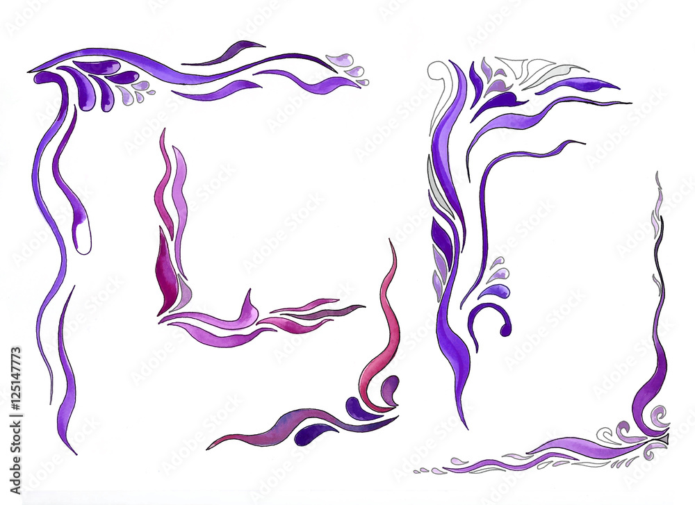 Fototapeta premium watercolor decoration element with swirls